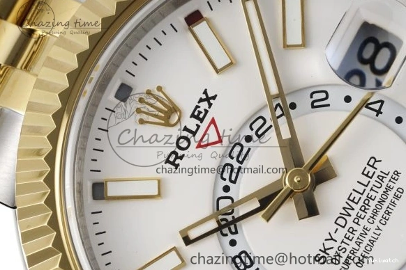SS Jubilee on SS Best Noob Skydweller Dial White YG Edition A23J Bracelet YG 1230